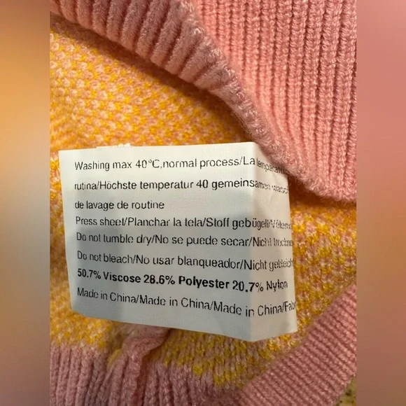 Zeagoo Floral Daisy Balloon Sleeve Mock Neck Women’s Sweater Size XL Pink - Picture 4 of 6